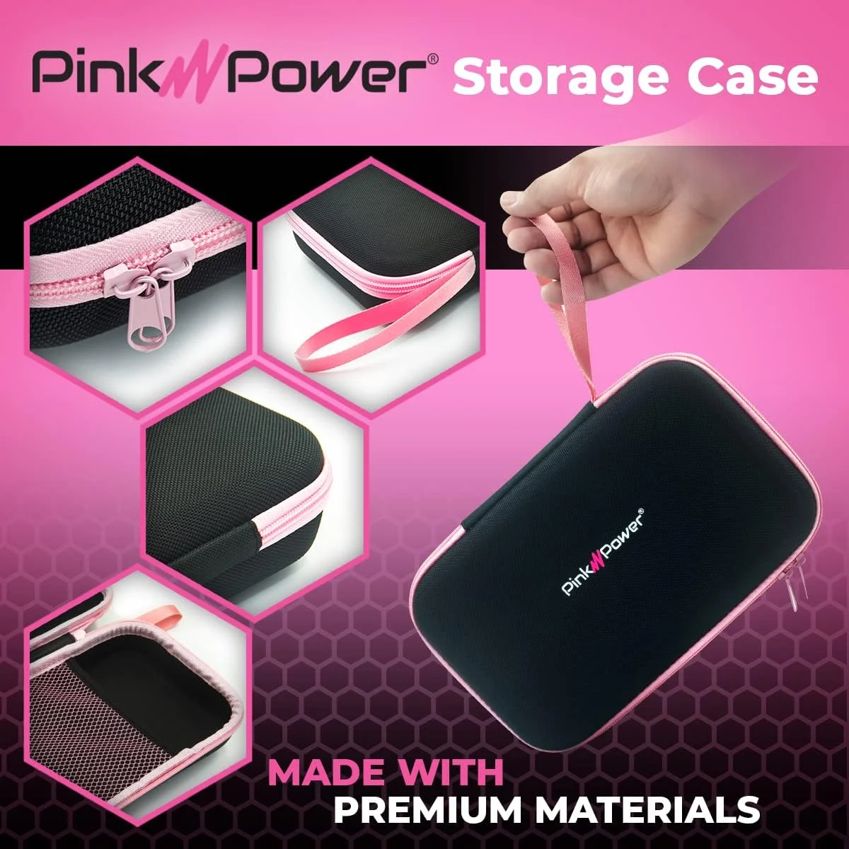 کیف نگهداری ابزار صورتی Pink Power برای قیچی برقی شارژی، کاتر جعبه، پیچ گوشتی شارژی - کیف نگهداری لوازم خیاطی و کاردستی - مناسب برای مدل های HG2043 HG1214 PP481 PP481-LK