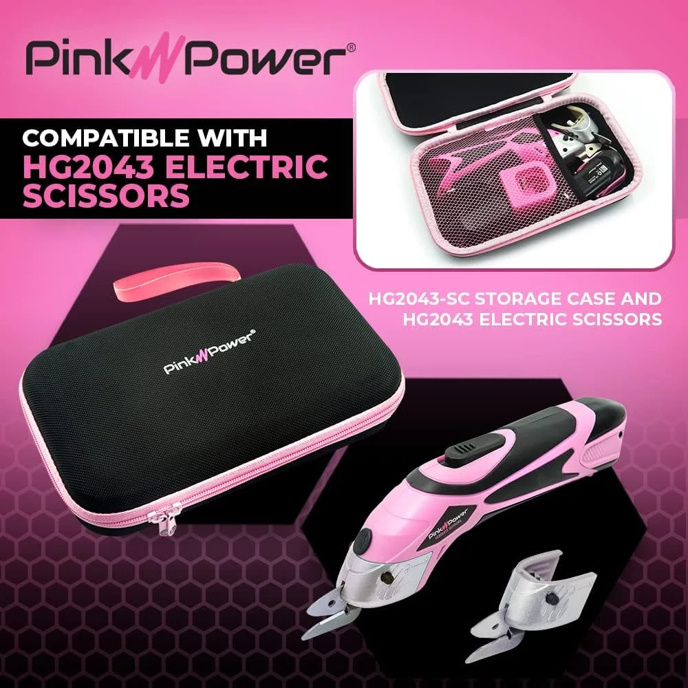 کیف نگهداری ابزار صورتی Pink Power برای قیچی برقی شارژی، کاتر جعبه، پیچ گوشتی شارژی - کیف نگهداری لوازم خیاطی و کاردستی - مناسب برای مدل های HG2043 HG1214 PP481 PP481-LK