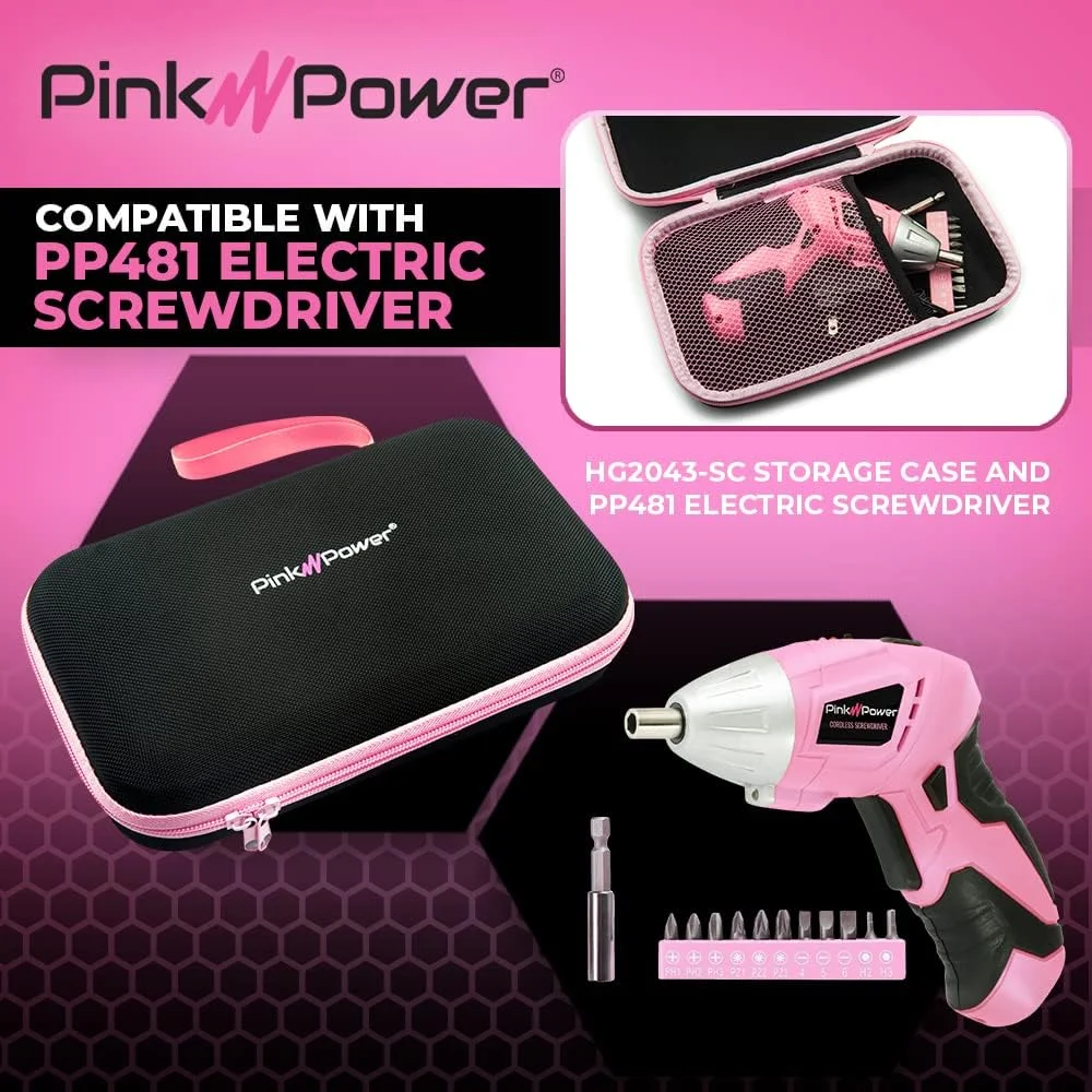 کیف نگهداری ابزار صورتی Pink Power برای قیچی برقی شارژی، کاتر جعبه، پیچ گوشتی شارژی - کیف نگهداری لوازم خیاطی و کاردستی - مناسب برای مدل های HG2043 HG1214 PP481 PP481-LK
