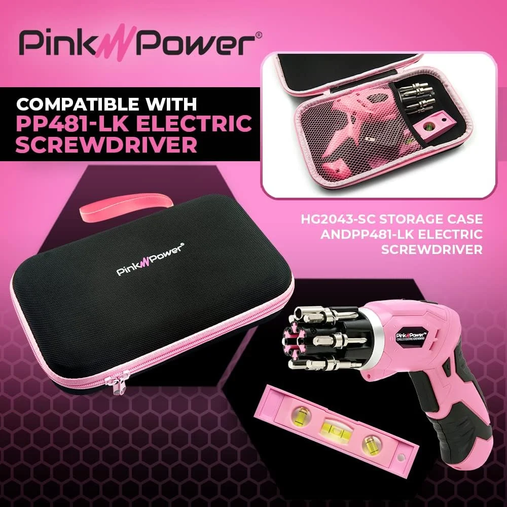 کیف نگهداری ابزار صورتی Pink Power برای قیچی برقی شارژی، کاتر جعبه، پیچ گوشتی شارژی - کیف نگهداری لوازم خیاطی و کاردستی - مناسب برای مدل های HG2043 HG1214 PP481 PP481-LK