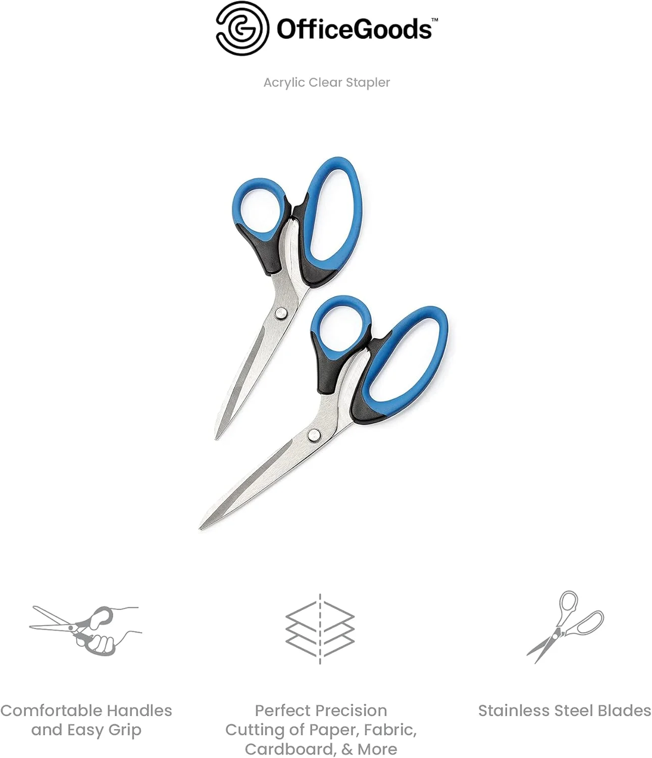 ست قیچی 2 عددی OfficeGoods - راحت برای دست های کوچک و بزرگ - استفاده چند منظوره برای دفتر کار، خانه، مدرسه و آشپزخانه، عالی برای هنر و صنایع دستی، اسکرپ بوک، خیاطی و موارد دیگر ست قیچی 2 عددی OfficeGoods - راحت برای دست های کوچک و بزرگ - استفاده چند منظوره برای دفتر کار، خانه، مدرسه و آشپزخانه، عالی برای هنر و صنایع دستی، اسکرپ بوک، خیاطی و موارد دیگر