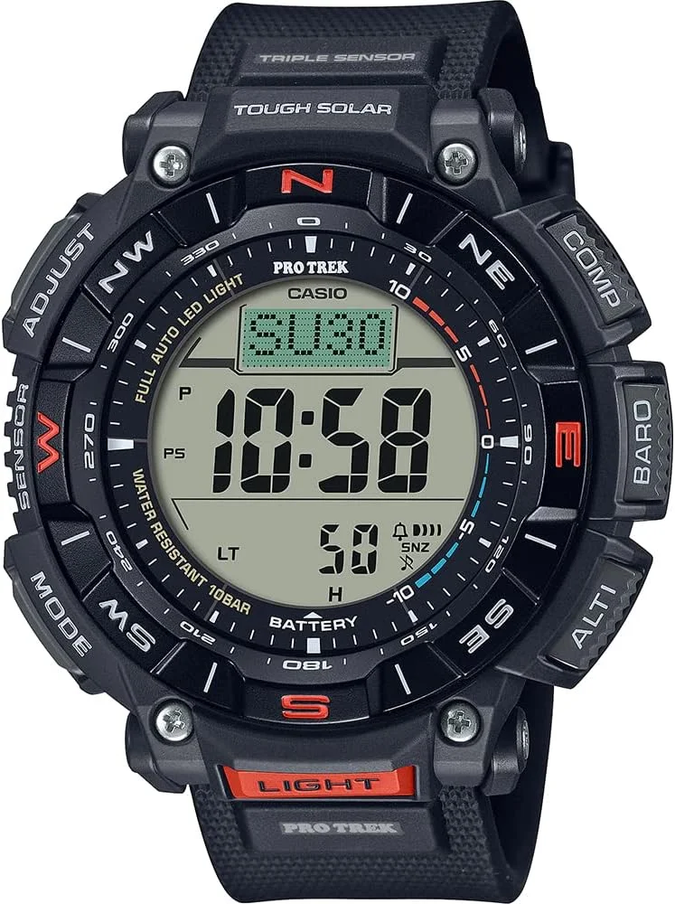 ساعت مچی مردانه کاسیو Pro Trek مناسب فضای باز مدل PRG-340-1ER، بند مشکی