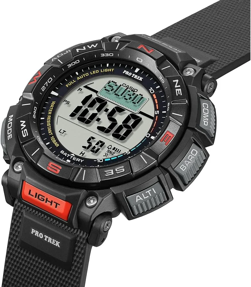 ساعت مچی مردانه کاسیو Pro Trek مناسب فضای باز مدل PRG-340-1ER، بند مشکی