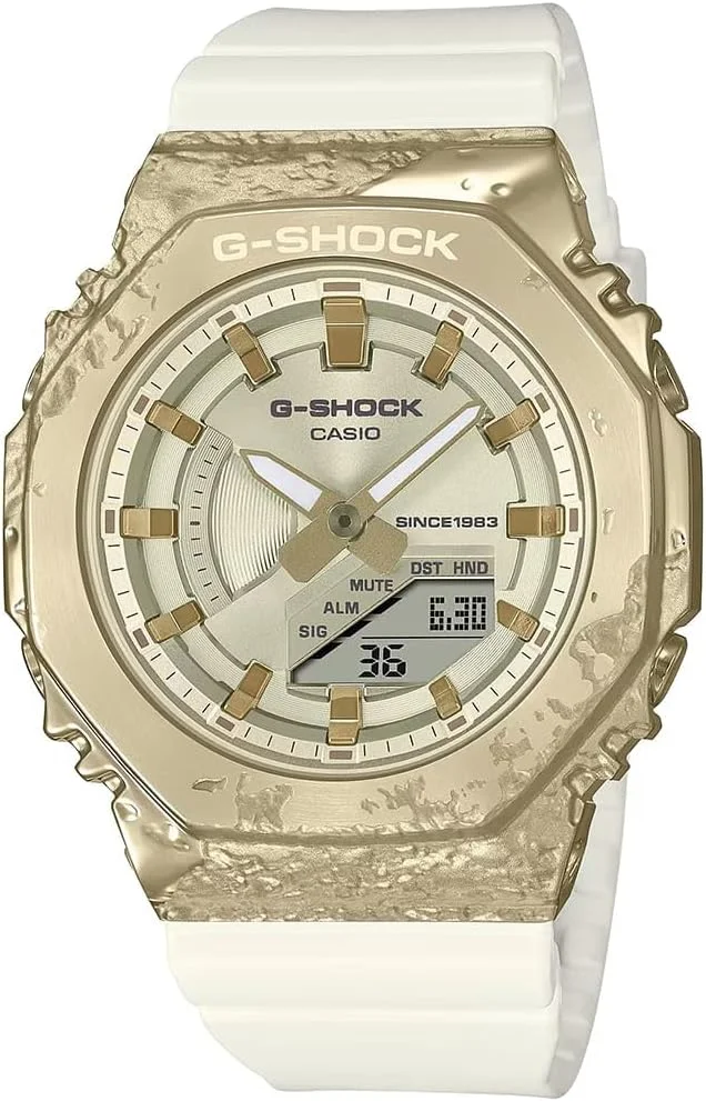 ساعت مچی کاسیو جی شاک - مدل GM-S2140GEM-9ADR صفحه خاکستری، بند سفید