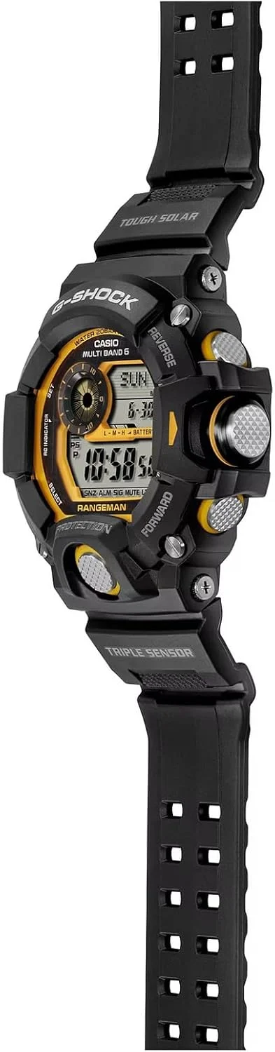 ساعت مچی مردانه کاسیو جی شاک GW9400Y-1 Rangeman اتمی خورشیدی زرد مشکی، مشکی