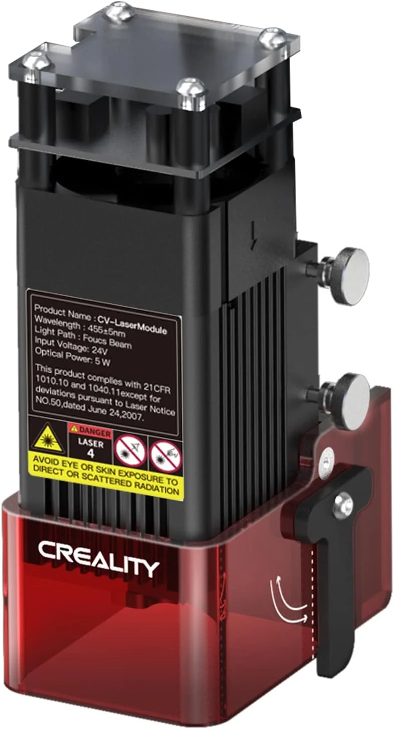 ماژول لیزر 5 واتی نالمو Creali-ty Ender-3 S1 CV-la-ser، هد لیزر 24 ولت سازگار با دستگاه حکاکی لیزری CNC Ender-3 S1/Ender-3 S1 Pro/Ender-3 S1 Plus، فوکوس دقیق نقطه لیزر، جذب دوده و محافظ چشم