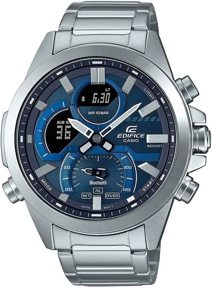 ساعت مچی مردانه کاسیو مدل ECB-30D-2AEF Edifice Chronograph با بند استیل ضد زنگ، آبی/نقره ای
