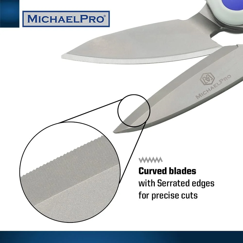 قیچی سنگین 10 اینچی MichaelPro MP010032، چند منظوره | دندانه دار و زاویه دار | برش فرش، مقوا، پارچه خیاطی، چرم، با قفل ایمنی و دسته ارگونومیک قیچی سنگین 10 اینچی MichaelPro MP010032، چند منظوره | دندانه دار و زاویه دار | برش فرش، مقوا، پارچه خیاطی، چرم، با قفل ایمنی و دسته ارگونومیک