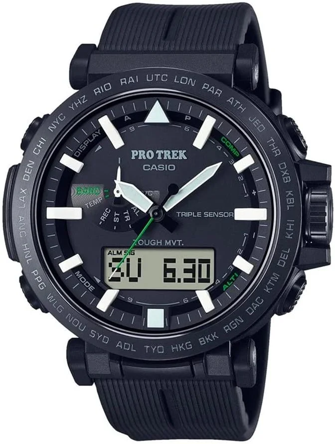 ساعت مچی چندکاره مردانه کاسیو Protrek PRW-6621Y-1ER با بند پلاستیکی، مشکی/مشکی 51.6 میلی متر