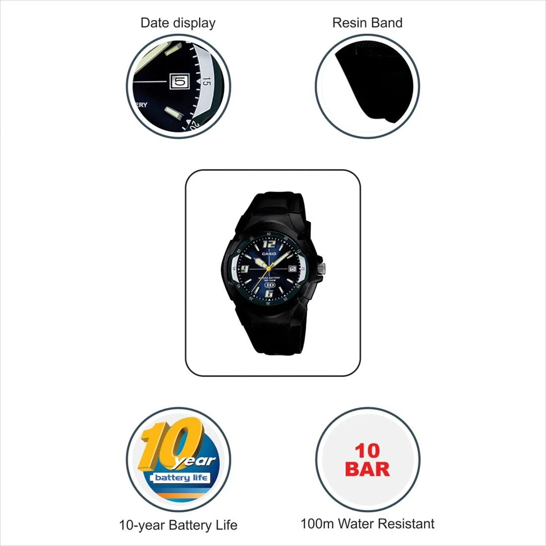ساعت مچی مردانه کاسیو - مدل MW-600F-2AVDF صفحه آبی، بند مشکی