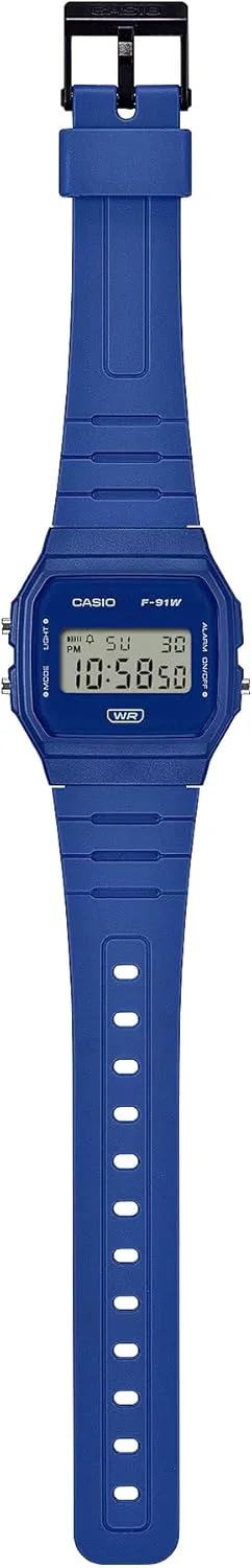 ساعت مچی دیجیتال کوارتز یونی‌سکس کاسیو مدل F-91WB-2A1EF با بند پلاستیکی، آبی