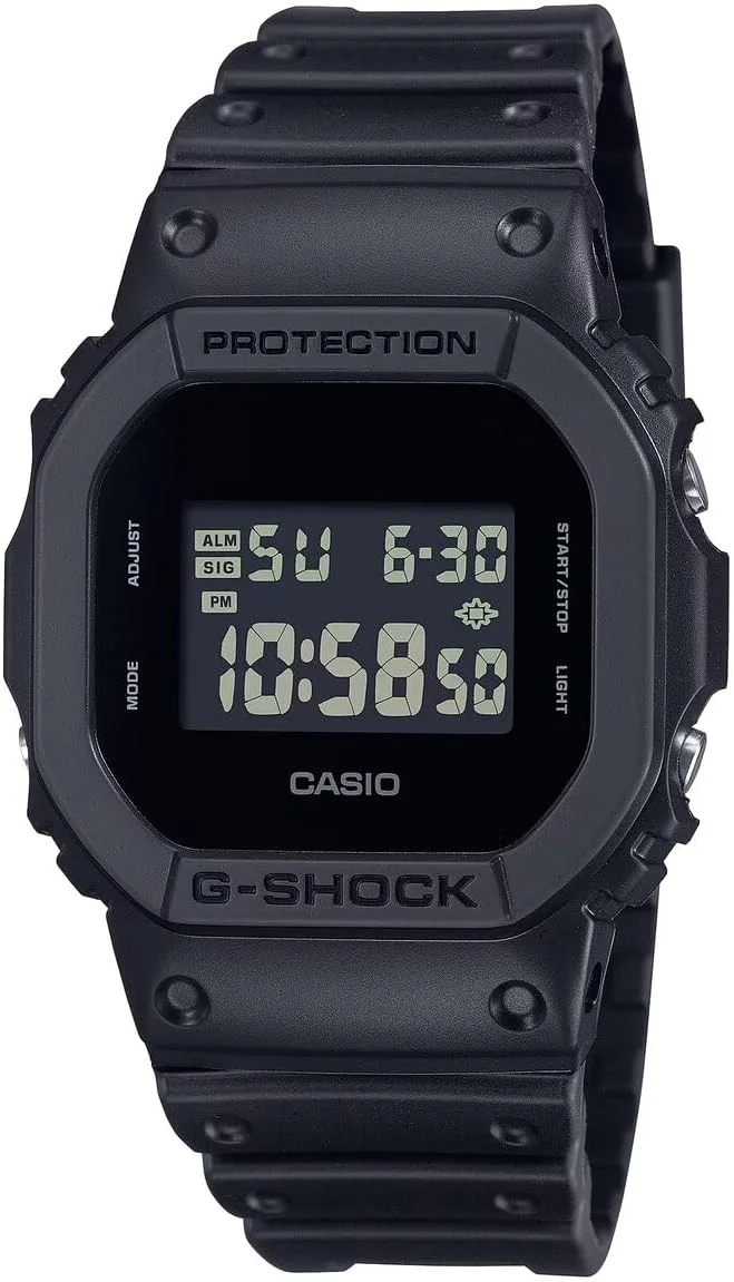 ساعت مچی مردانه کاسیو مدل DW5600UBB-1DR G-Shock سری 5600 با بند رزینی دیجیتال، مشکی/مشکی