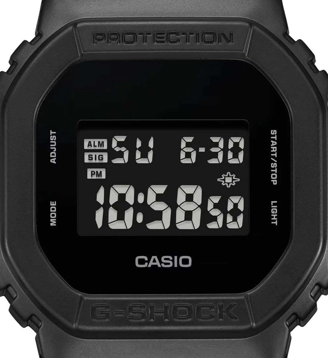 ساعت مچی مردانه کاسیو مدل DW5600UBB-1DR G-Shock سری 5600 با بند رزینی دیجیتال، مشکی/مشکی