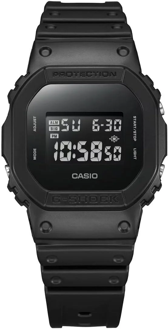 ساعت مچی مردانه کاسیو مدل DW5600UBB-1DR G-Shock سری 5600 با بند رزینی دیجیتال، مشکی/مشکی