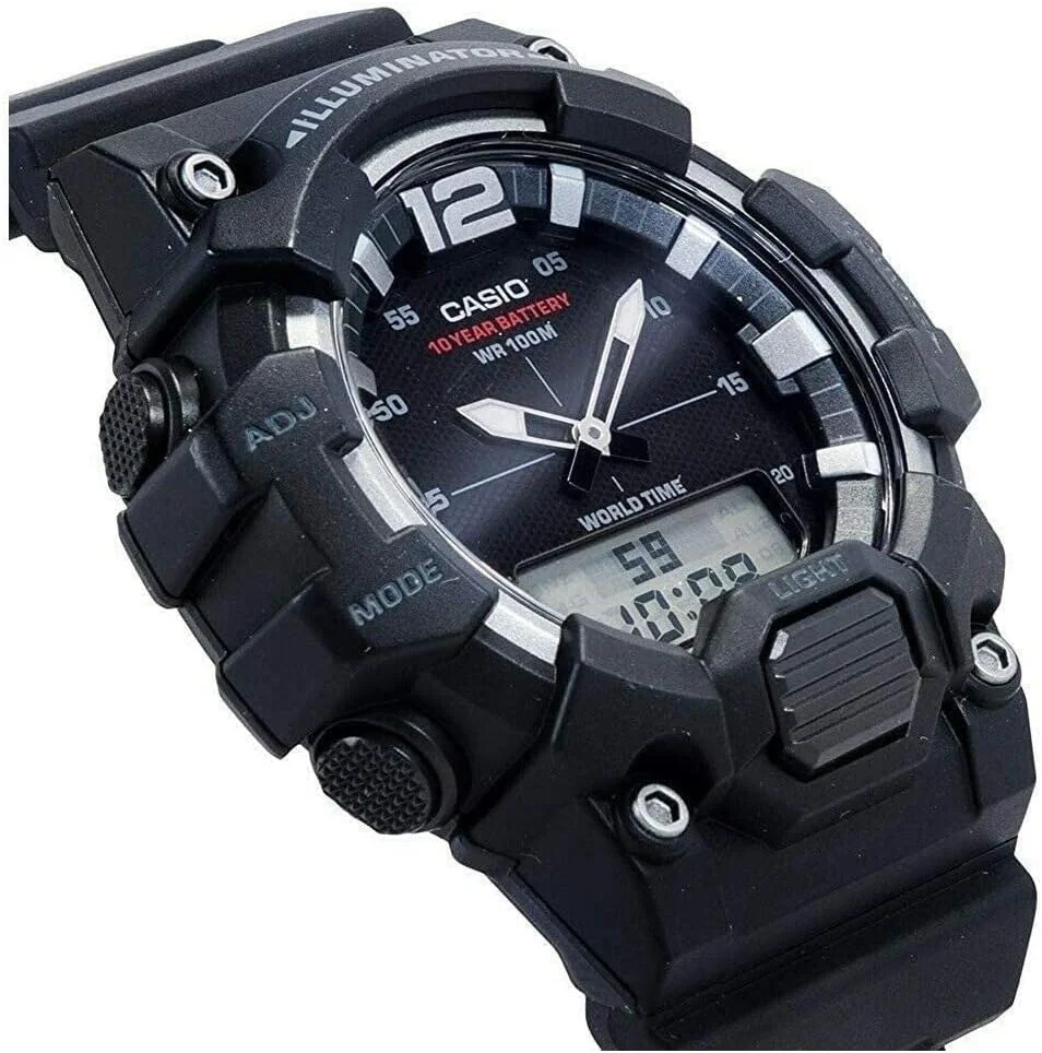 ساعت مچی مردانه کاسیو مدل HDC-700-1AVDF با صفحه مشکی و بند رزینی، مشکی، G، بند