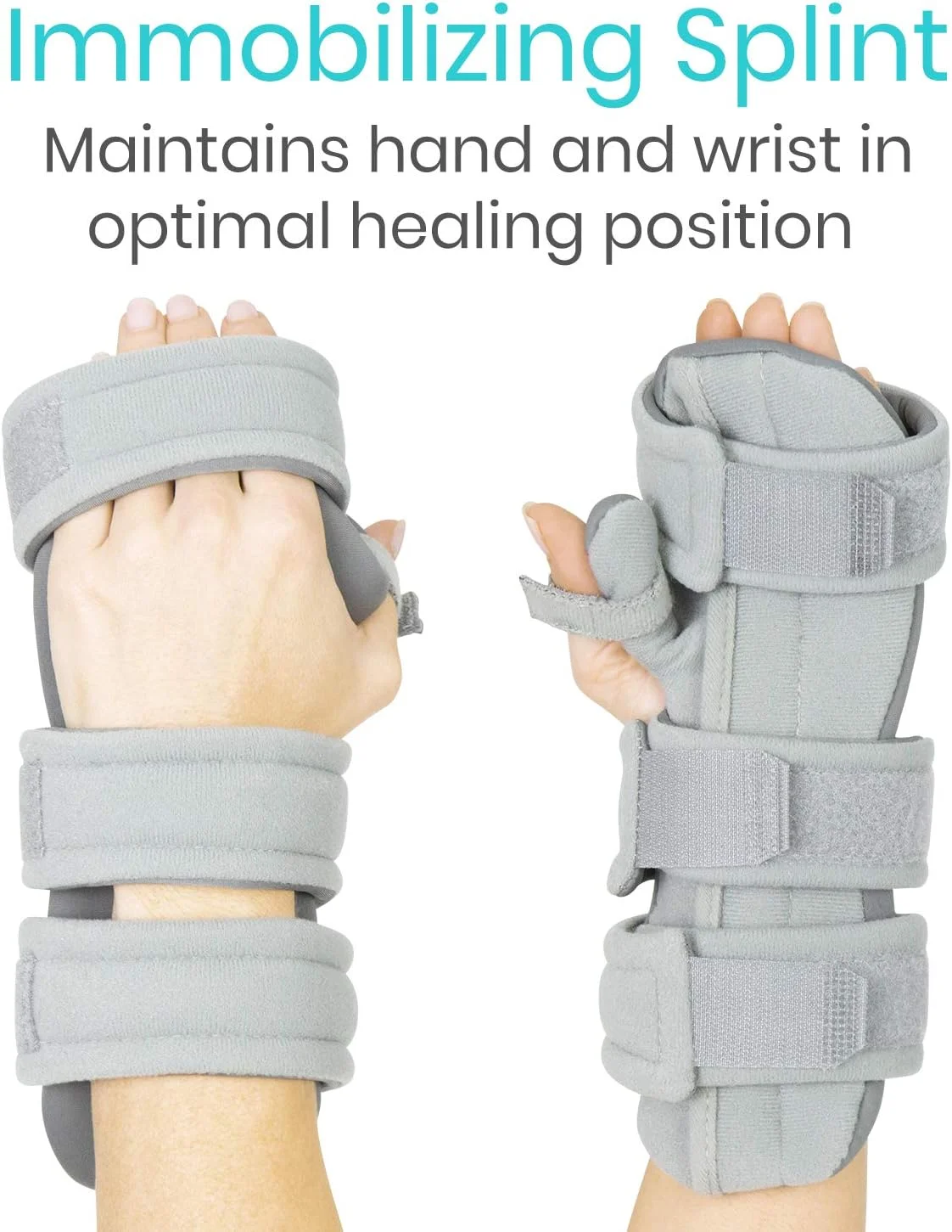 آتل دست استراحت Vive (چپ) - مچ بند انگشت بی حرکت کننده شبانه - مچ بند تثبیت کننده شست - برای آرتریت، تاندونیت، درد تونل کارپال - پشتیبانی عملکردی برای رگ به رگ شدن شکستگی (خیلی کوچک)