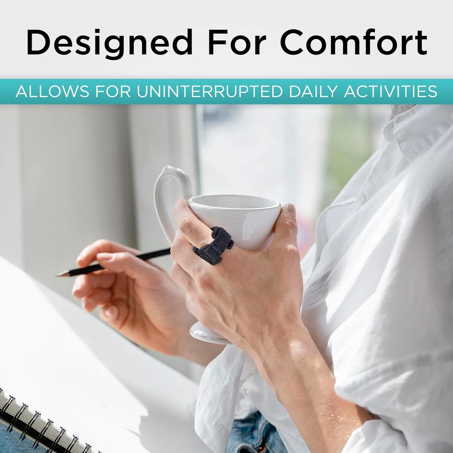 بریس انگشت ماشه ای Vive برای صاف کردن انگشتان خمیده، قفل شده و تنگی تاندون، تثبیت کننده دست، رها کننده قفل تاندون، بریس نیم انگشتی برای تسکین درد، محافظ بند انگشت، تک رنگ مشکی