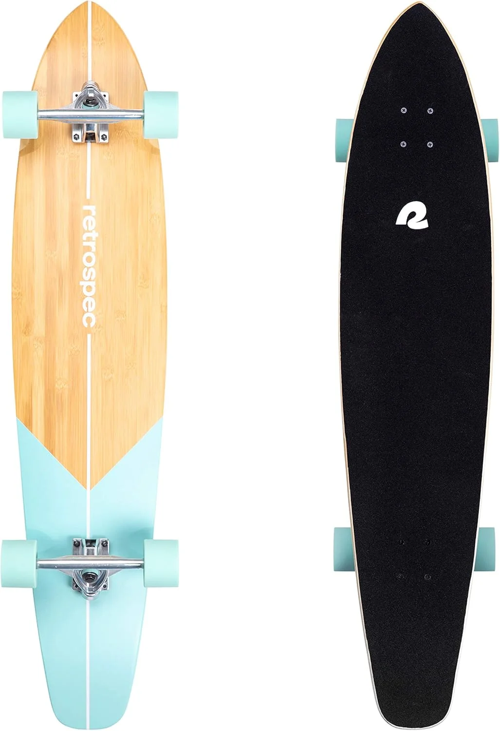 اسکیت برد کامل کروزر Retrospec Zed Cruiser & Pintail | کروزر چوب بامبو و افرا کانادایی با تراک های Kingpin معکوس برای رفت و آمد، کروزینگ، کاروینگ و سراشیبی