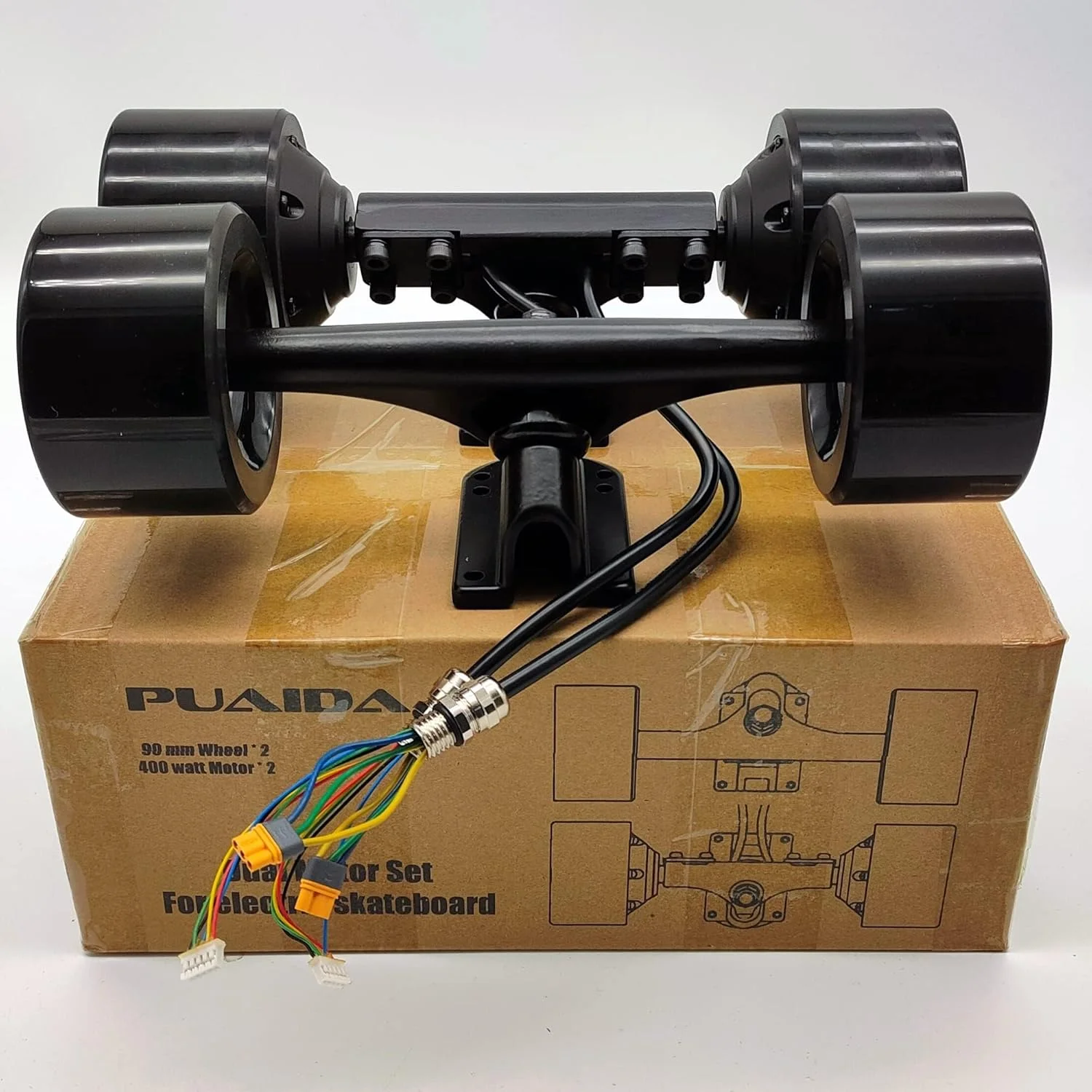 ست موتور دوگانه PUAIDA برای اسکیت برد برقی 90 میلی متری، موتور هاب براشلس 10S 36V DIY برای لانگ بورد، موتور ارتقا یافته 77kv 400W با حداکثر سرعت 30 مایل در ساعت، تجهیزات اسکیت برد