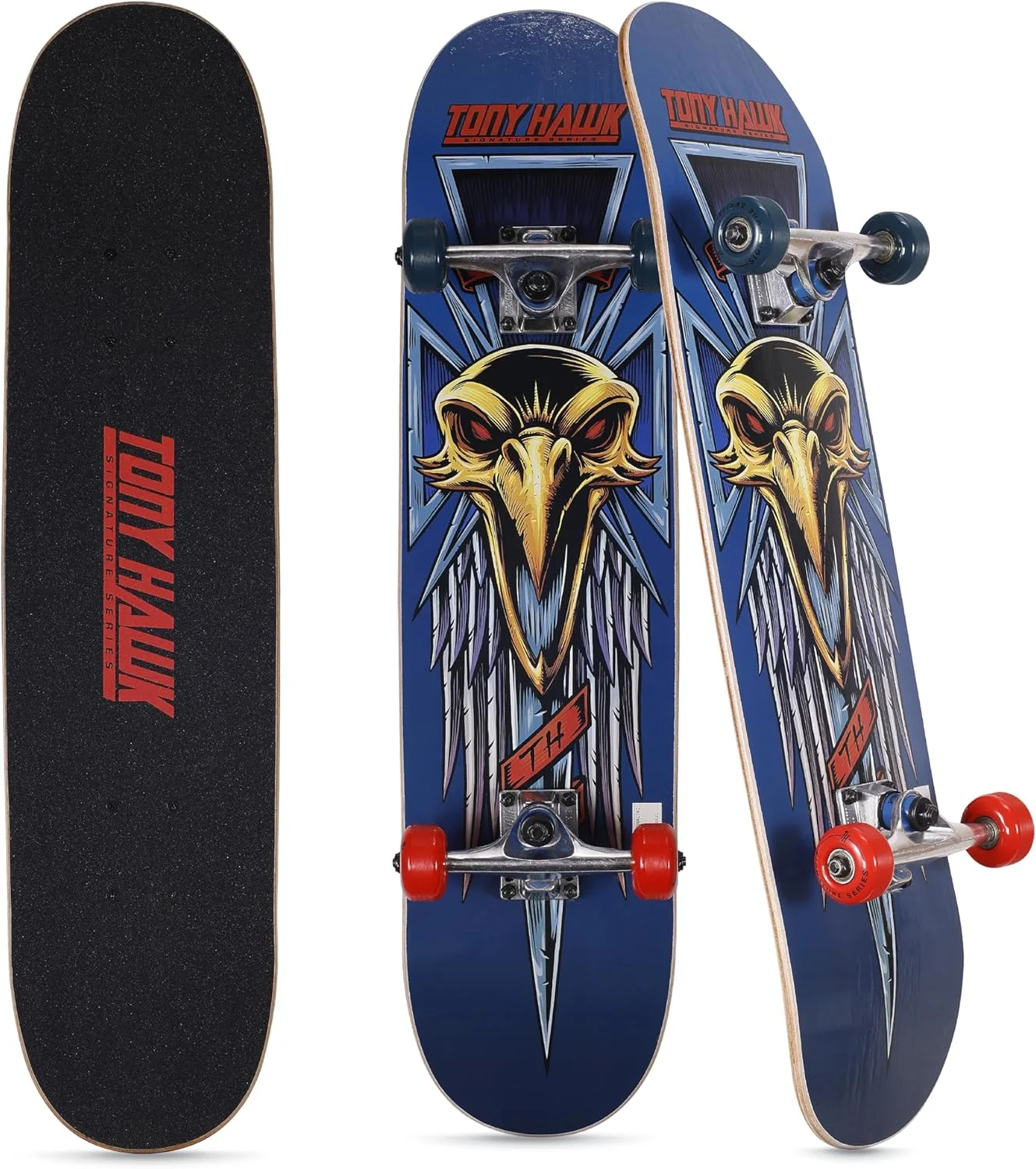 اسکیت برد 31 اینچی VOYAGER Tony Hawk، سری امضای تونی هاوک 2، اسکیت برد عرشه افرا 9 لایه برای کروزینگ، کاروینگ، ترفندها و سراشیبی، خنجر/صلیب/جمجمه