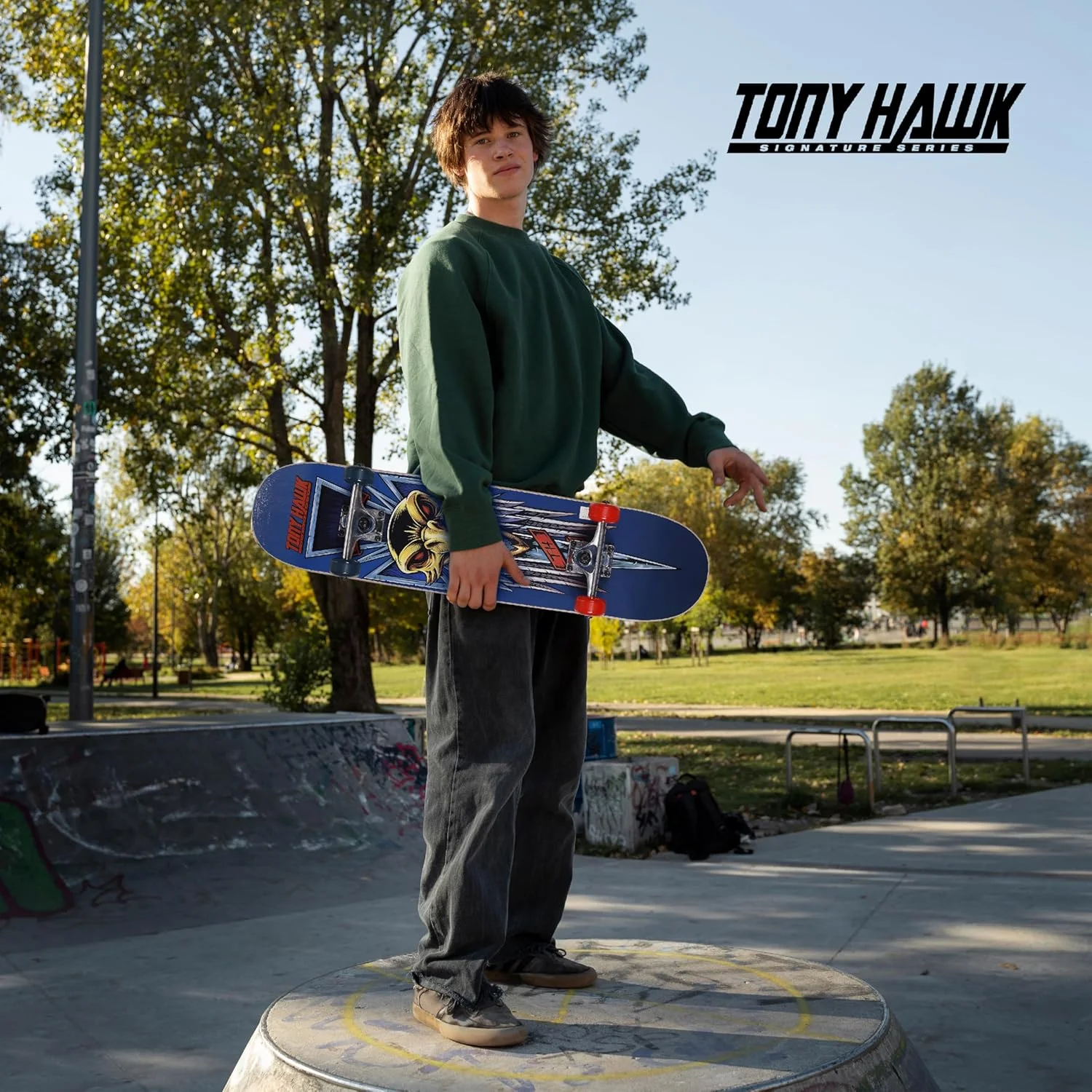 اسکیت برد 31 اینچی VOYAGER Tony Hawk، سری امضای تونی هاوک 2، اسکیت برد عرشه افرا 9 لایه برای کروزینگ، کاروینگ، ترفندها و سراشیبی، خنجر/صلیب/جمجمه
