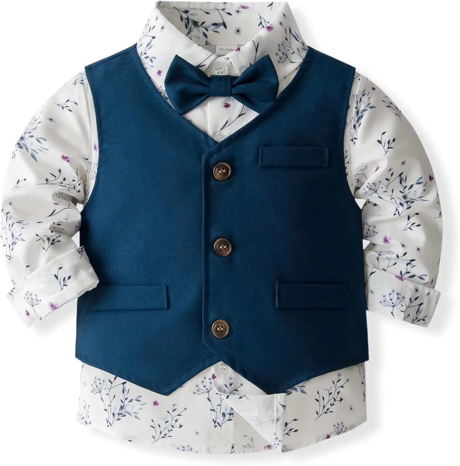 ست تاکسیدو 4 تکه پسرانه شامل پیراهن مجلسی، جلیقه، شلوار و کراوات