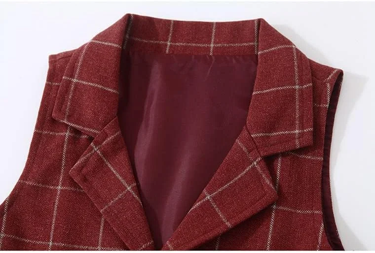 ست لباس رسمی تاکسیدو 4 تکه Abolai برای نوزاد و کودک نوپا با پیراهن صورتی، پاپیون، جلیقه و شلوار چهارخانه