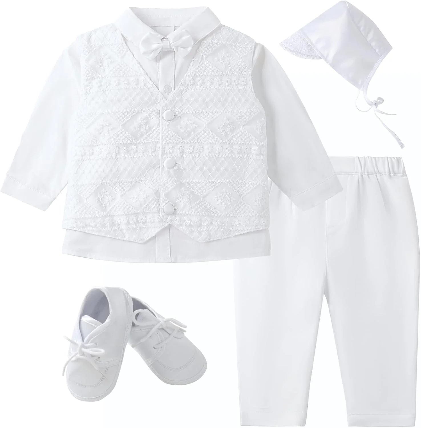 ست لباس غسل تعمید پسرانه Booulfi، لباس غسل تعمید نوزاد، کت و شلوار غسل تعمید پسرانه، ست لباس پسرانه 0-5 سال (سفید-1045، 12-18 ماه) ست لباس غسل تعمید پسرانه Booulfi، لباس غسل تعمید نوزاد، کت و شلوار غسل تعمید پسرانه، ست لباس پسرانه 0-5 سال (سفید-1045، 12-18 ماه)