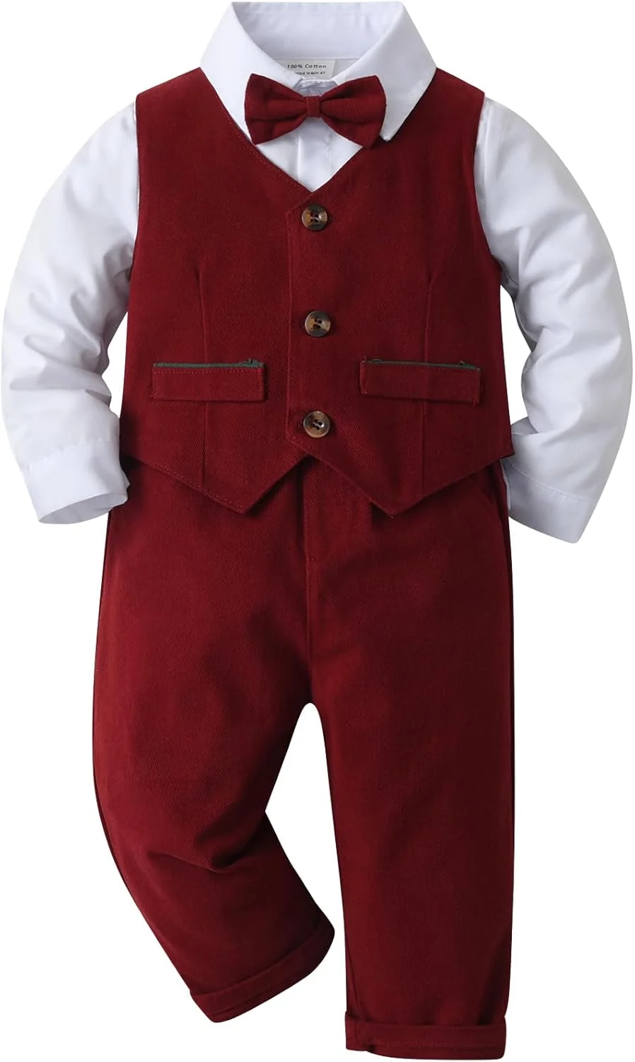 ست لباس پسرانه نوزادی، پیراهن آستین بلند + شلوار + پاپیون + جلیقه، لباس جنتلمن کودک نوپا ست لباس پسرانه نوزادی، پیراهن آستین بلند + شلوار + پاپیون + جلیقه، لباس جنتلمن کودک نوپا