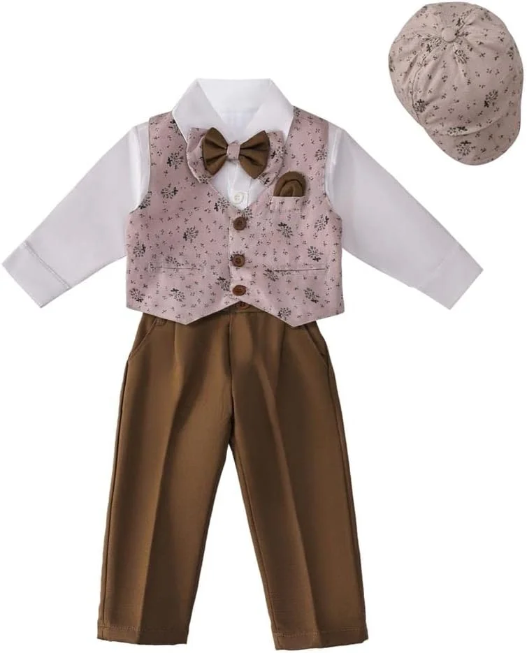 ست لباس کودک L ito Angels، شامل پیراهن، جلیقه و کلاه، مناسب مراسم عروسی و مهمانی، سایز 3 تا 18 ماه، کت و شلوار با شلوار قهوه ای، 6-9 ماه ست لباس کودک L ito Angels، شامل پیراهن، جلیقه و کلاه، مناسب مراسم عروسی و مهمانی، سایز 3 تا 18 ماه، کت و شلوار با شلوار قهوه ای، 6-9 ماه