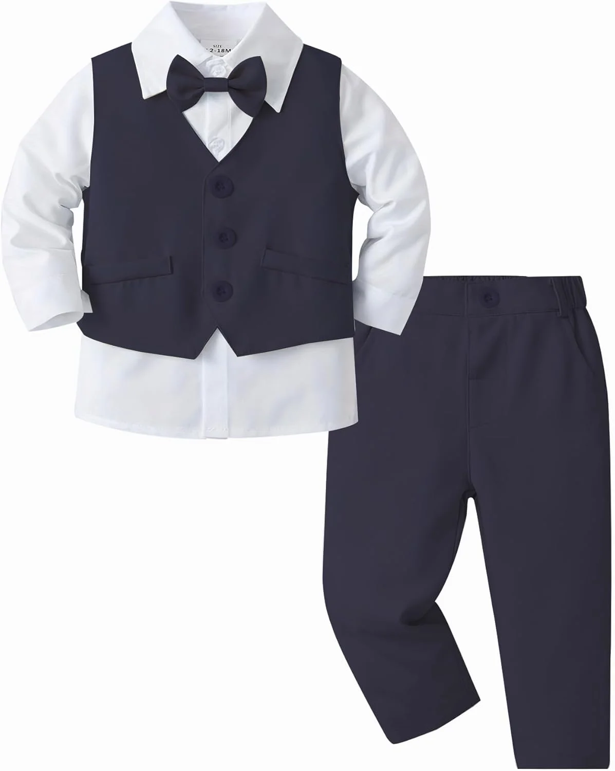 ست لباس پسرانه نوزادی، پیراهن آستین بلند + شلوار + پاپیون + جلیقه، لباس جنتلمن کودک نوپا ست لباس پسرانه نوزادی، پیراهن آستین بلند + شلوار + پاپیون + جلیقه، لباس جنتلمن کودک نوپا