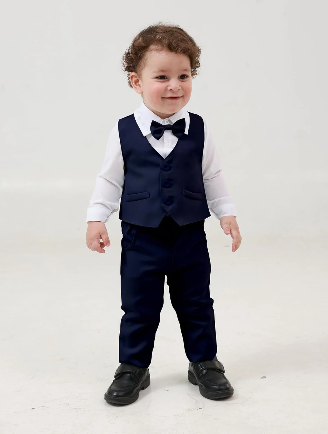 ست لباس پسرانه نوزادی، پیراهن آستین بلند + شلوار + پاپیون + جلیقه، لباس جنتلمن کودک نوپا ست لباس پسرانه نوزادی، پیراهن آستین بلند + شلوار + پاپیون + جلیقه، لباس جنتلمن کودک نوپا