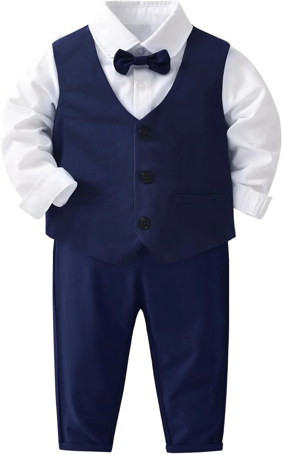 ست کت و شلوار پسرانه Billion Xin، شامل پیراهن آستین بلند سفید، جلیقه، شلوار و کراوات، مناسب برای مهمانی های جشن، عروسی، و مراسم تعمید ست کت و شلوار پسرانه Billion Xin، شامل پیراهن آستین بلند سفید، جلیقه، شلوار و کراوات، مناسب برای مهمانی های جشن، عروسی، و مراسم تعمید