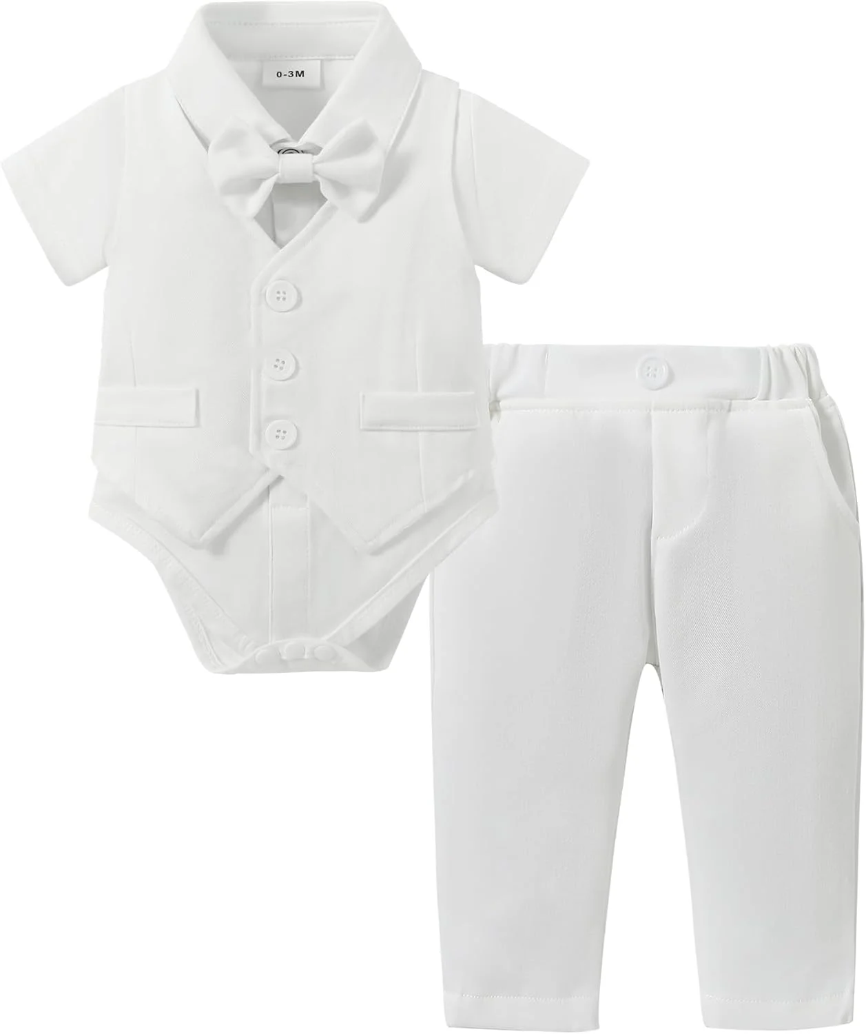 ست لباس پسرانه DISAUR، پیراهن مجلسی نوزادی با پاپیون + ست شلوار بند دار مناسب عروسی پسرانه 1 تا 6 سال ست لباس پسرانه DISAUR، پیراهن مجلسی نوزادی با پاپیون + ست شلوار بند دار مناسب عروسی پسرانه 1 تا 6 سال