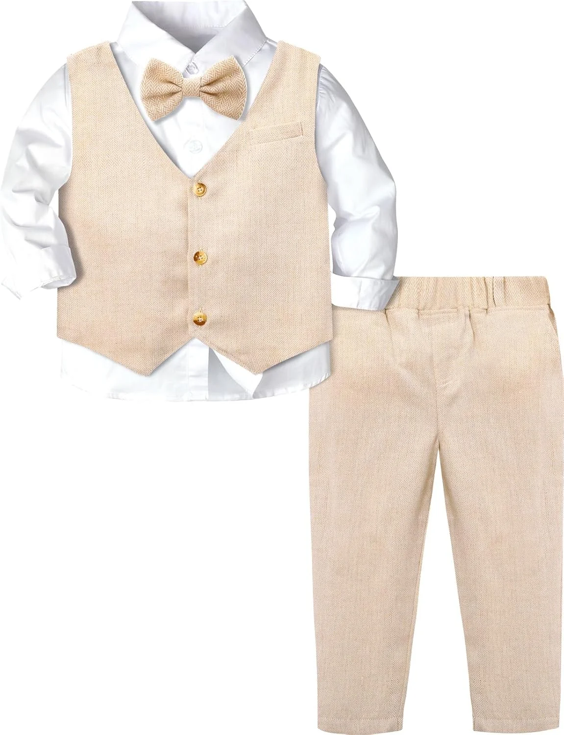 ست 4 تکه لباس کودک و نوپا A&J DESIGN، 12 ماهه - 5 ساله، شامل پیراهن، شلوار، جلیقه و پاپیون ست 4 تکه لباس کودک و نوپا A&J DESIGN، 12 ماهه - 5 ساله، شامل پیراهن، شلوار، جلیقه و پاپیون