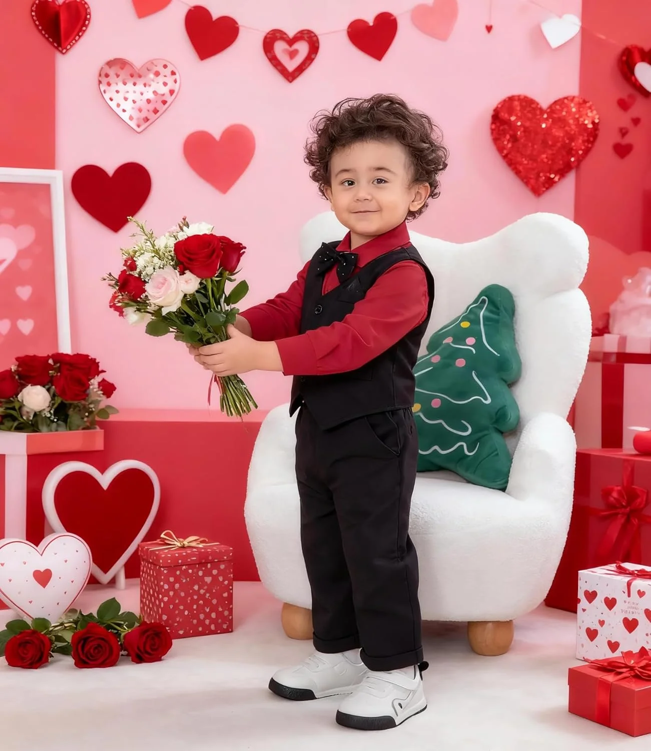 ست لباس رسمی نوزادی پسرانه A&J DESIGN، شامل پیراهن، جلیقه، پاپیون و شلوار مناسب برای عروسی و مجالس ست لباس رسمی نوزادی پسرانه A&J DESIGN، شامل پیراهن، جلیقه، پاپیون و شلوار مناسب برای عروسی و مجالس