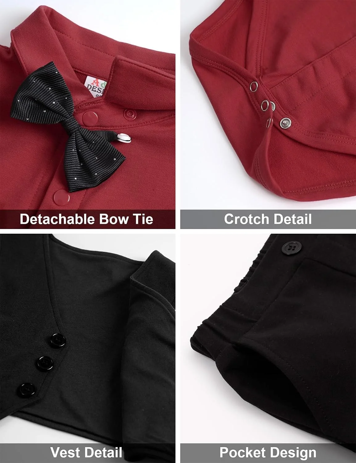 ست لباس رسمی نوزادی پسرانه A&J DESIGN، شامل پیراهن، جلیقه، پاپیون و شلوار مناسب برای عروسی و مجالس ست لباس رسمی نوزادی پسرانه A&J DESIGN، شامل پیراهن، جلیقه، پاپیون و شلوار مناسب برای عروسی و مجالس