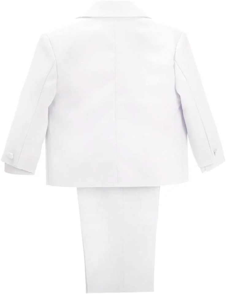 Dressy Daisy ست 5 تکه تاکسیدو رسمی پسرانه نوزادی و نوپا بدون دم، مناسب عروسی، غسل تعمید، سفید، 5 سال Dressy Daisy ست 5 تکه تاکسیدو رسمی پسرانه نوزادی و نوپا بدون دم، مناسب عروسی، غسل تعمید، سفید، 5 سال