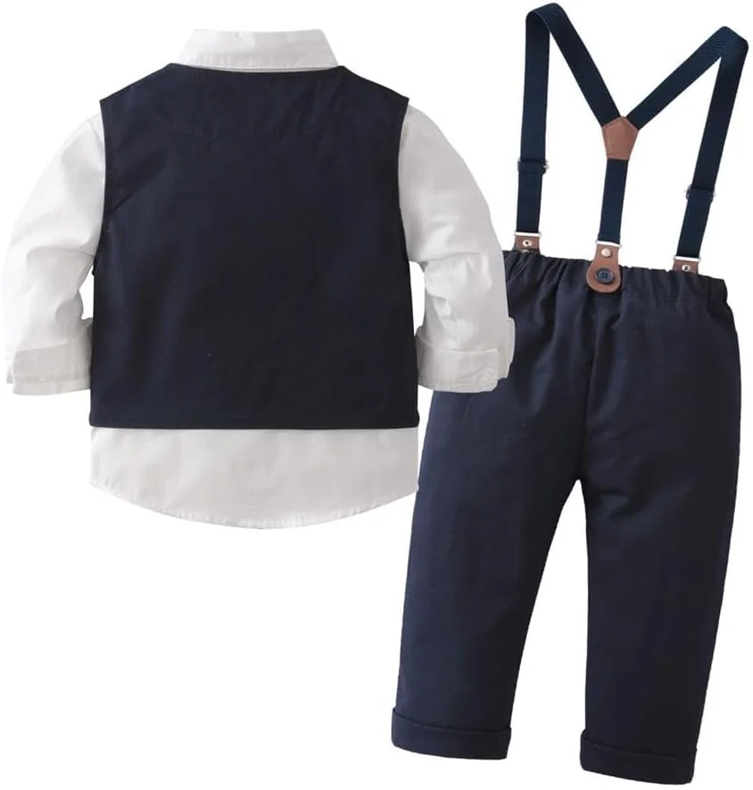 لباس رسمی پسرانه Dressy Daisy، ست کت و شلوار جنتلمن با پاپیون، شلوار و بند شانه ای مناسب برای عروسی و عکاسی لباس رسمی پسرانه Dressy Daisy، ست کت و شلوار جنتلمن با پاپیون، شلوار و بند شانه ای مناسب برای عروسی و عکاسی