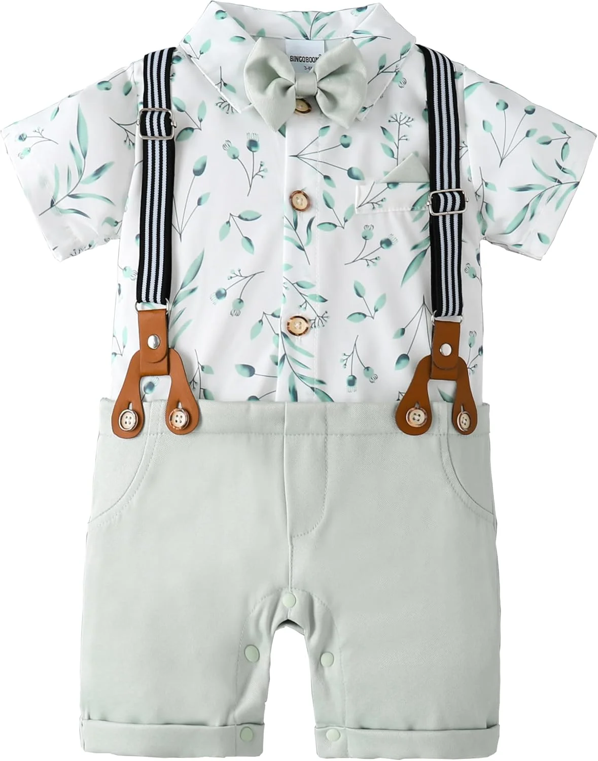 HeMarIsle HMD لباس سرهمی نوزاد پسرانه، پیراهن سفید پاپیون دار، تاکسیدو، سرهمی، رامپر (0-18 ماه) HeMarIsle HMD لباس سرهمی نوزاد پسرانه، پیراهن سفید پاپیون دار، تاکسیدو، سرهمی، رامپر (0-18 ماه)