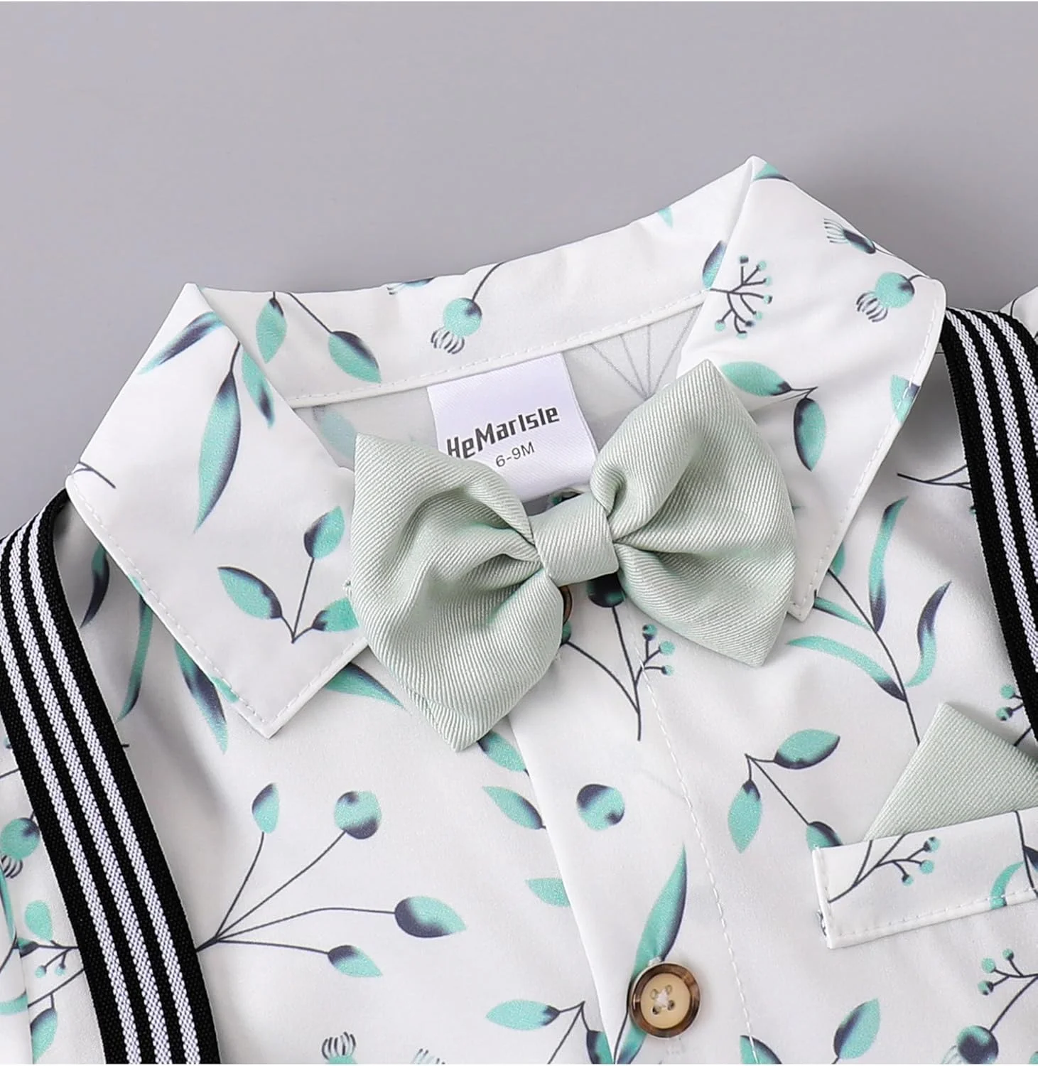 HeMarIsle HMD لباس سرهمی نوزاد پسرانه، پیراهن سفید پاپیون دار، تاکسیدو، سرهمی، رامپر (0-18 ماه) HeMarIsle HMD لباس سرهمی نوزاد پسرانه، پیراهن سفید پاپیون دار، تاکسیدو، سرهمی، رامپر (0-18 ماه)