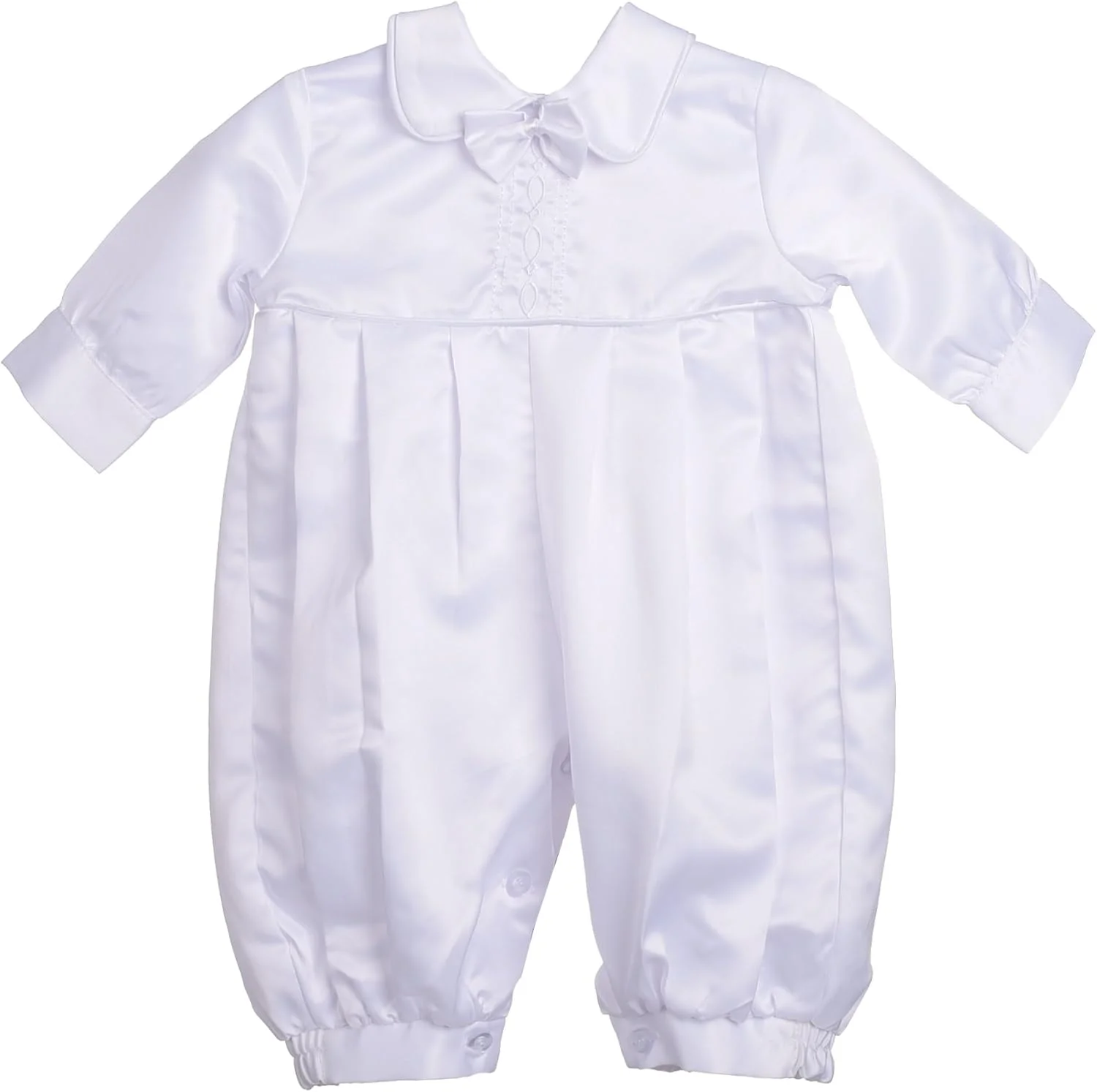 لباس نوزادی پسرانه Dressy Daisy، ست لباس غسل تعمید ساتن با کلاه و بادی، سایز 0-18 ماه، سفید