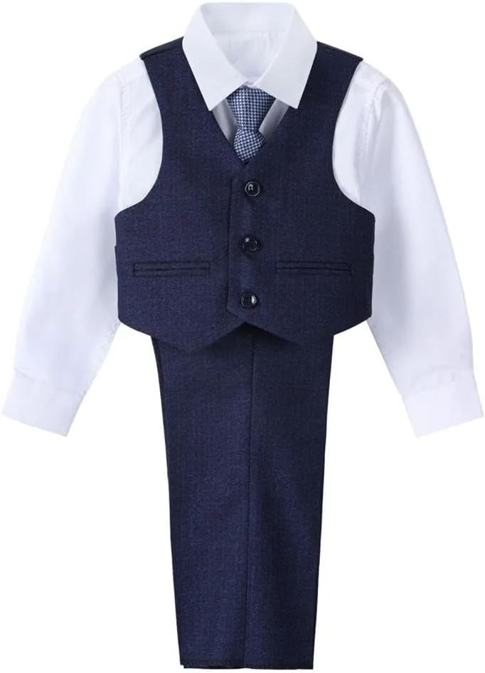 ست کت و شلوار پسرانه Dressy Daisy مدل Tweed، لباس رسمی مناسب عروسی با بلیزر، جلیقه و کراوات، مدل مدرن ست کت و شلوار پسرانه Dressy Daisy مدل Tweed، لباس رسمی مناسب عروسی با بلیزر، جلیقه و کراوات، مدل مدرن