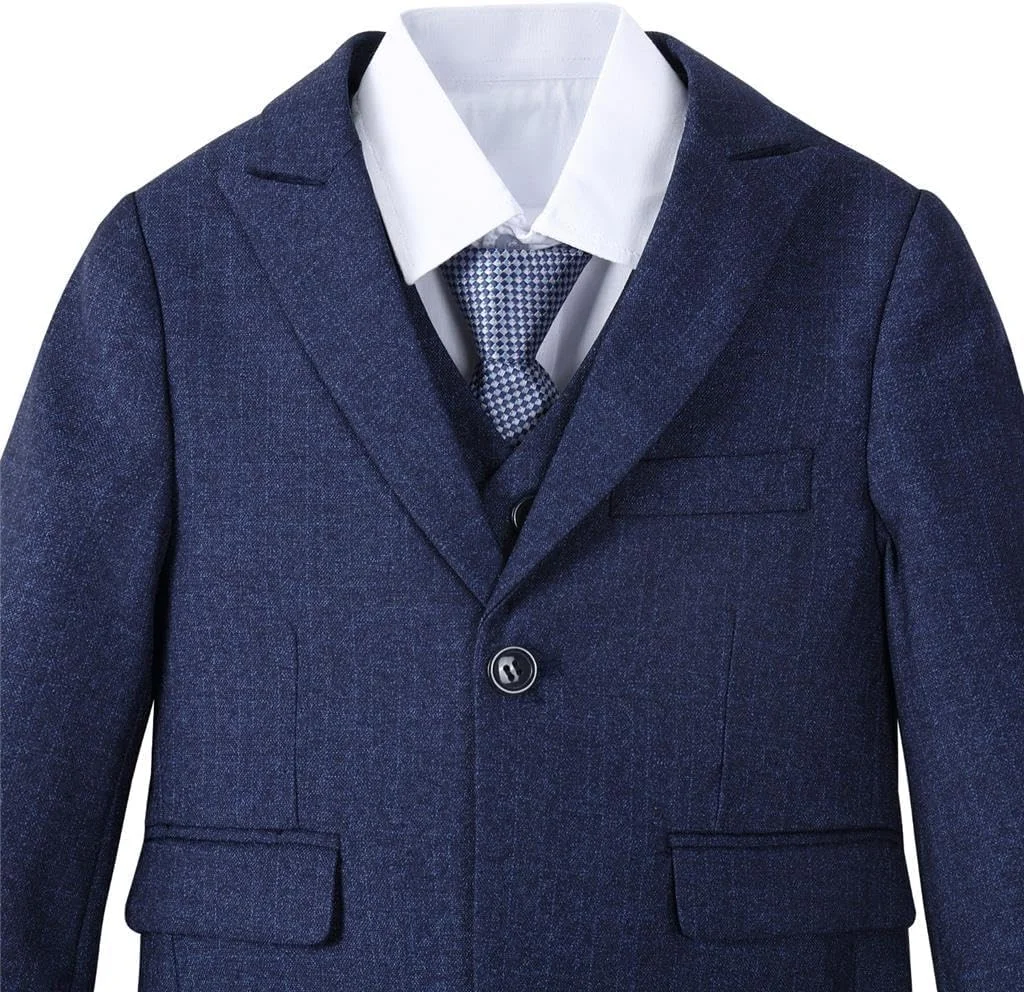 ست کت و شلوار پسرانه Dressy Daisy مدل Tweed، لباس رسمی مناسب عروسی با بلیزر، جلیقه و کراوات، مدل مدرن ست کت و شلوار پسرانه Dressy Daisy مدل Tweed، لباس رسمی مناسب عروسی با بلیزر، جلیقه و کراوات، مدل مدرن