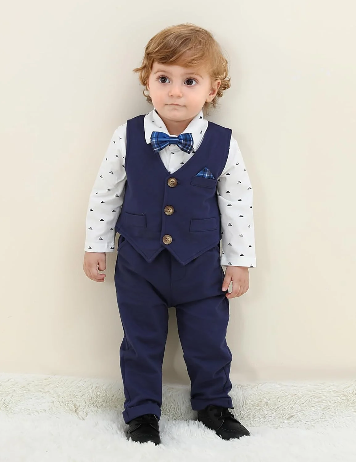 ست لباس نوزادی پسرانه نعنایی، 3 تکه لباس رسمی، کت و شلوار تعمید، پیراهن تاکسیدو جنتلمن و جلیقه + شلوار