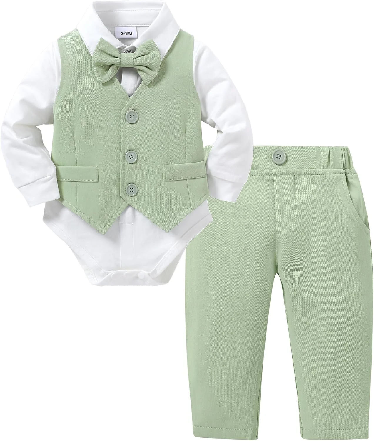 ست لباس پسرانه نوزادی YALLET، مناسب 0 تا 18 ماه، شامل پیراهن، پاپیون، جلیقه و شلوار، مناسب برای مهمانی و عروسی