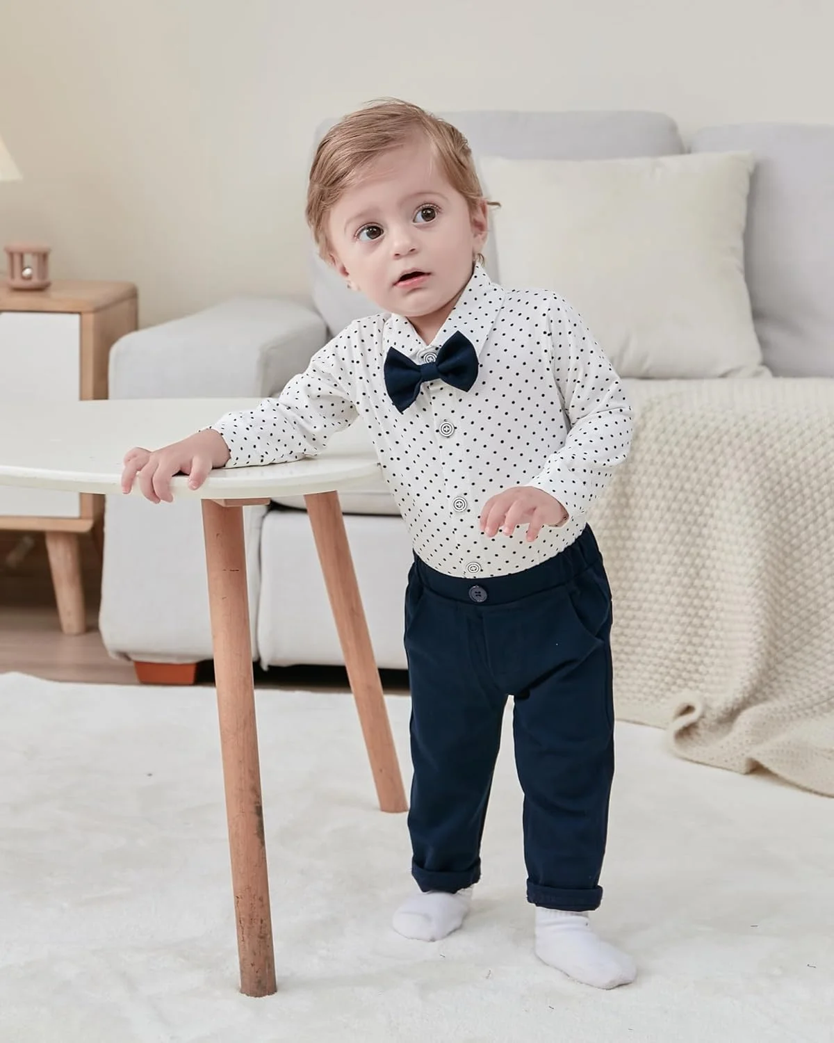 ست لباس پسرانه نوزادی YALLET 0-24 ماهه، لباس جنتلمن، پیراهن رسمی + پاپیون + جلیقه + شلوار، ست لباس عروسی نوزاد ست لباس پسرانه نوزادی YALLET 0-24 ماهه، لباس جنتلمن، پیراهن رسمی + پاپیون + جلیقه + شلوار، ست لباس عروسی نوزاد