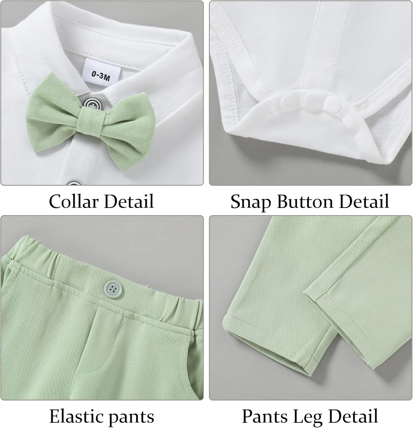 ست لباس پسرانه نوزادی YALLET، مناسب 0 تا 18 ماه، شامل پیراهن، پاپیون، جلیقه و شلوار، مناسب برای مهمانی و عروسی