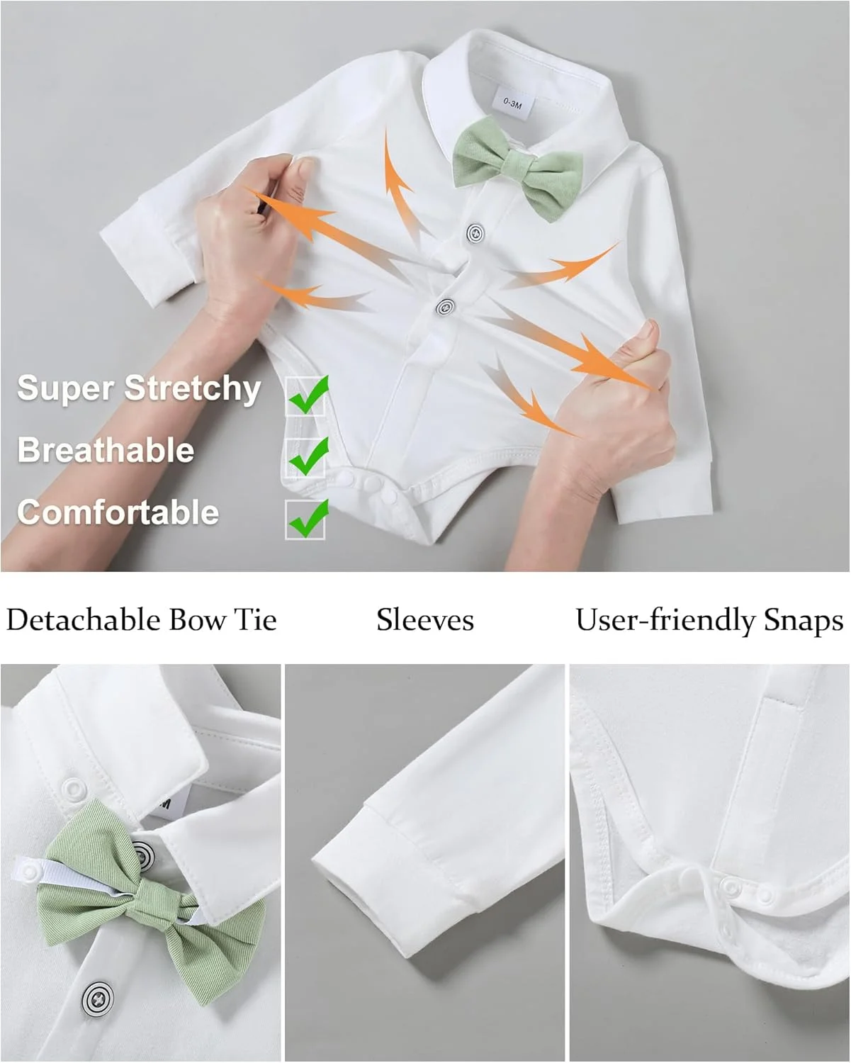 ست لباس پسرانه نوزادی YALLET، مناسب 0 تا 18 ماه، شامل پیراهن، پاپیون، جلیقه و شلوار، مناسب برای مهمانی و عروسی