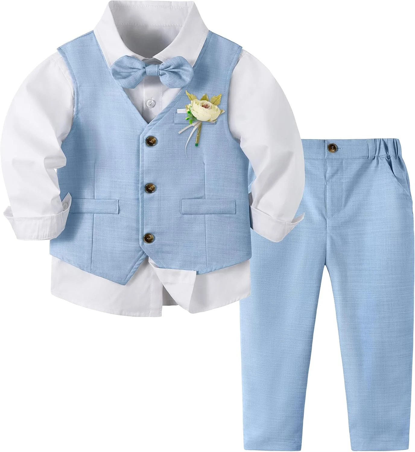 ست لباس رسمی عروسی پسرانه Volunboy، شامل جلیقه پاپیونی، پیراهن، شلوار مناسب مهمانی